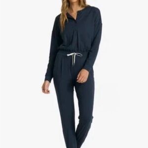 Vuori Black Knit Jogger Jumpsuit with Drawstring
